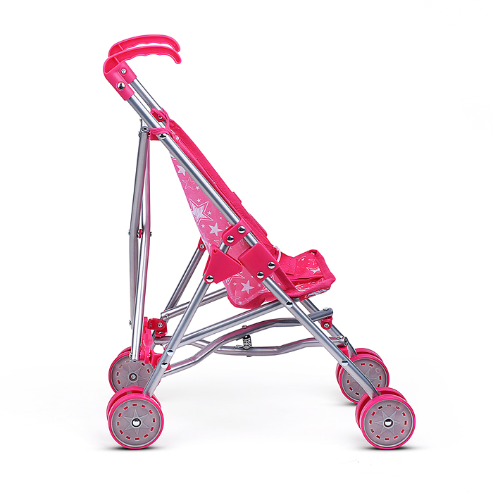Коляска для кукол 9002 5 в1 принт: звезды на розовом