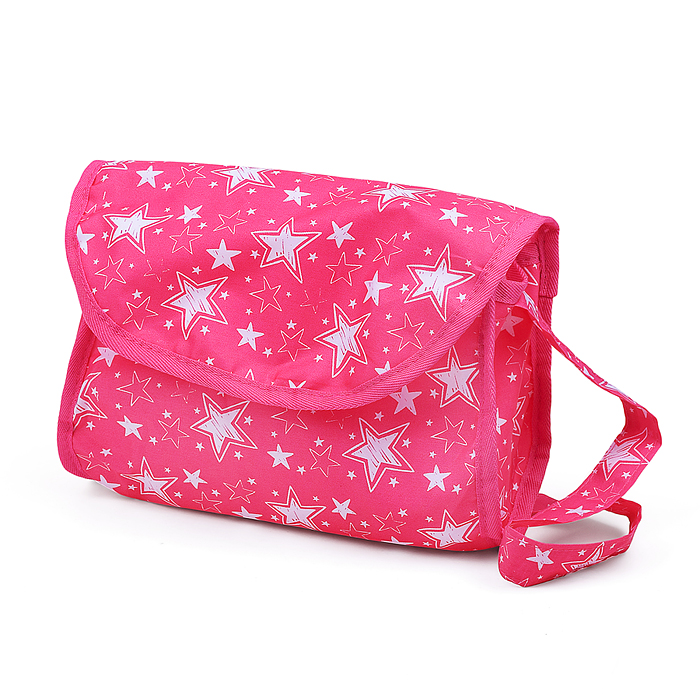 Коляска для кукол 9002 5 в1 принт: звезды на розовом