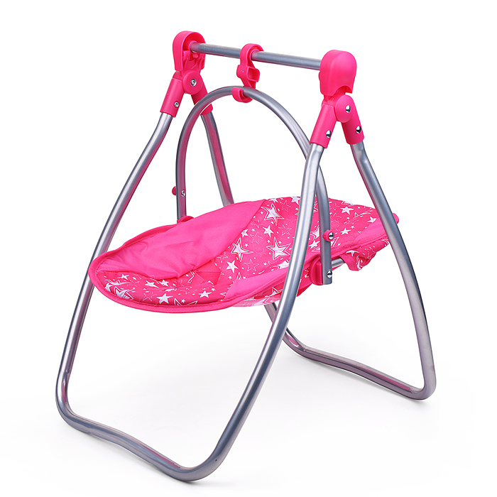 Коляска для кукол 9002 5 в1 принт: звезды на розовом