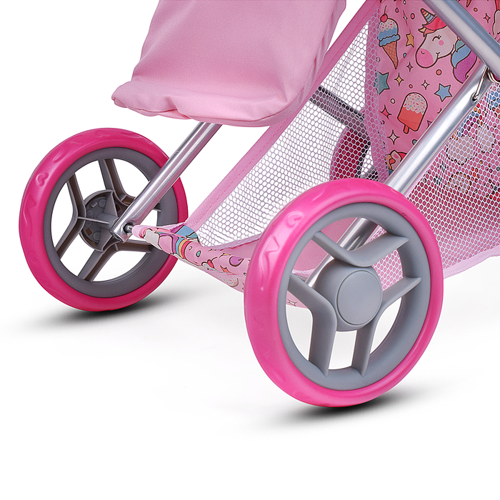 Коляска для кукол 9346 металлическая, складная, с сумкой-переноской, корзиной и складным козырьком