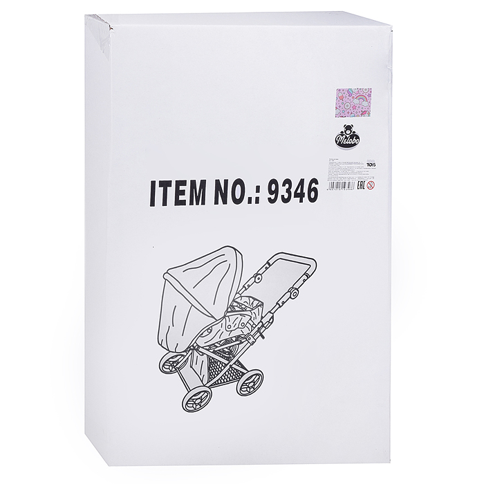 Коляска для кукол 9346 металлическая, складная, с сумкой-переноской, корзиной и складным козырьком