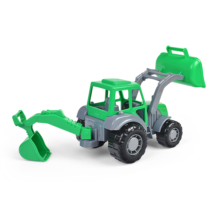 Фото к товару Мастер, трактор-экскаватор (серо-зелёный) (в сеточке) Мастер, трактор-экскаватор (серо-зелёный) (в сеточке)