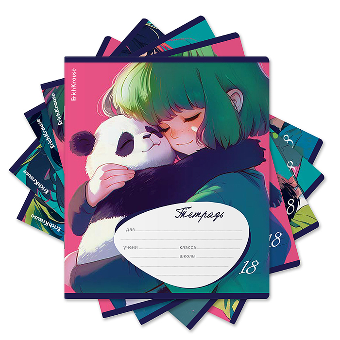 Тетрадь 18л. линейка "Panda Hugs"