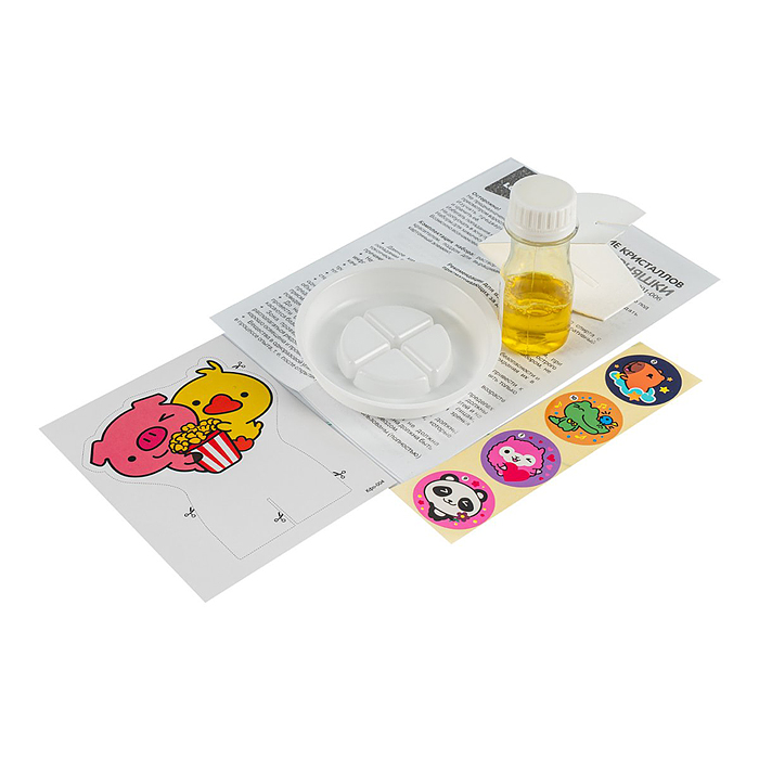 Выращивание кристаллов Стикерняшки "Попкорновое настроение", жёлтый кристалл