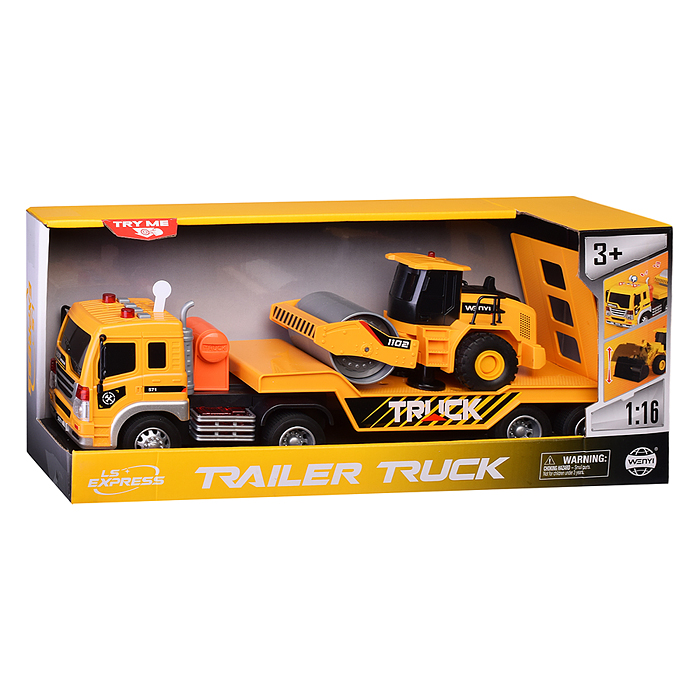 Машина WY571Q "Эвакуатор" с катком, 1:16 ( свет, звук) в коробке