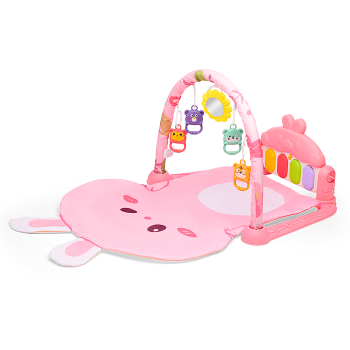 Коврик развивающий 368-70R "Розовый зайка" с пианино, в коробке