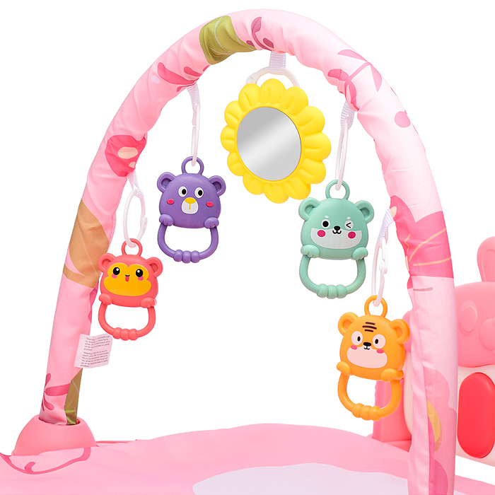 Коврик развивающий 368-70R "Розовый зайка" с пианино, в коробке