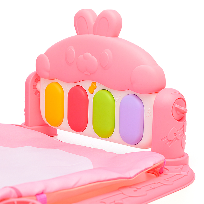 Коврик развивающий 368-70R "Розовый зайка" с пианино, в коробке