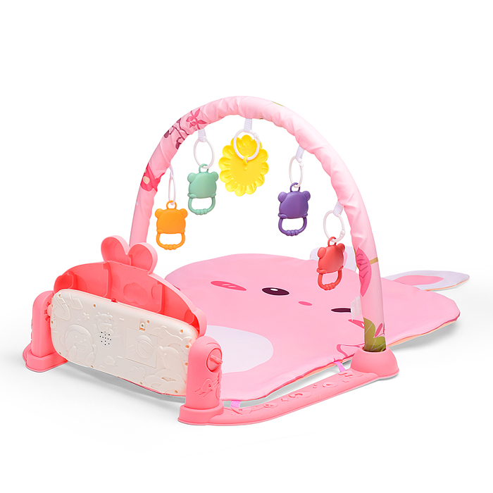 Коврик развивающий 368-70R "Розовый зайка" с пианино, в коробке