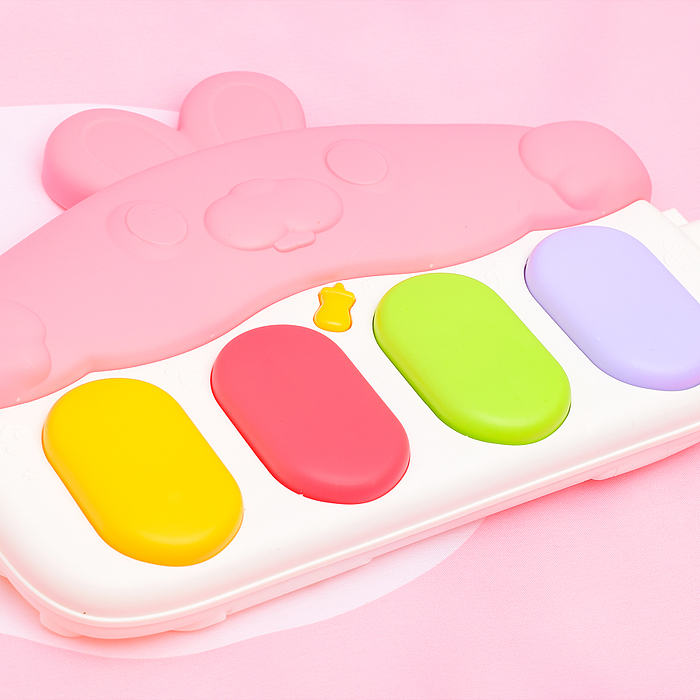 Коврик развивающий 368-70R "Розовый зайка" с пианино, в коробке