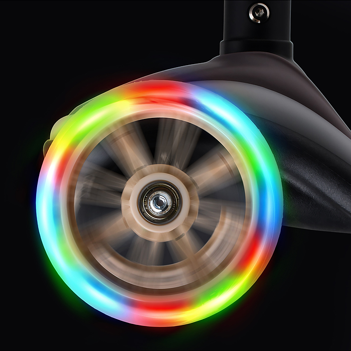 Самокат трёхколёсный R0200 ROCKET светящиеся колеса PU, дека, рулевая стойка, цвет серый