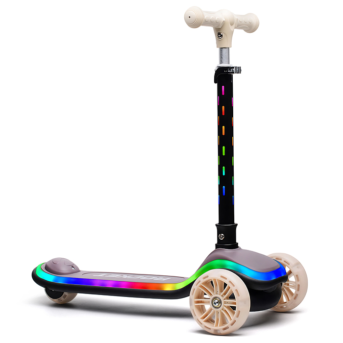 Самокат трёхколёсный R0200 ROCKET светящиеся колеса PU, дека, рулевая стойка, цвет серый