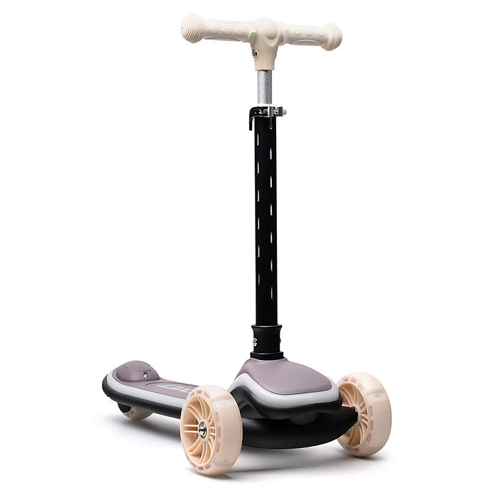 Самокат трёхколёсный R0200 ROCKET светящиеся колеса PU, дека, рулевая стойка, цвет серый