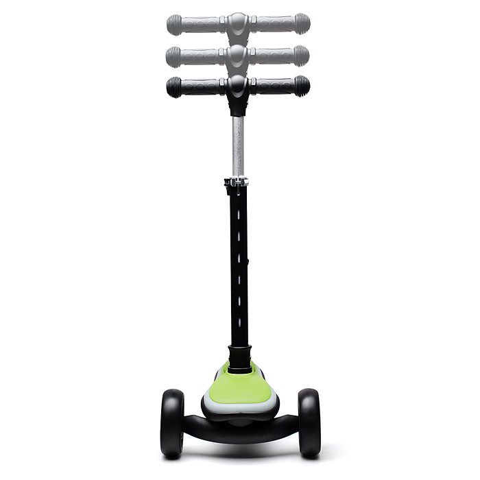 Самокат трёхколёсный R0200 ROCKET светящиеся колеса PU, дека, рулевая стойка, цвет черно-зеленый