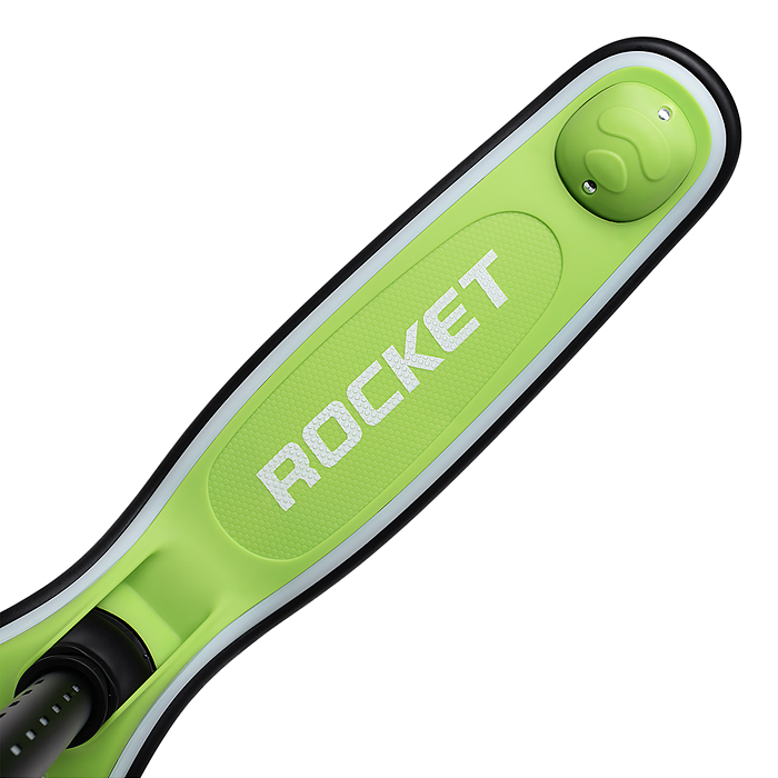 Самокат трёхколёсный R0200 ROCKET светящиеся колеса PU, дека, рулевая стойка, цвет черно-зеленый