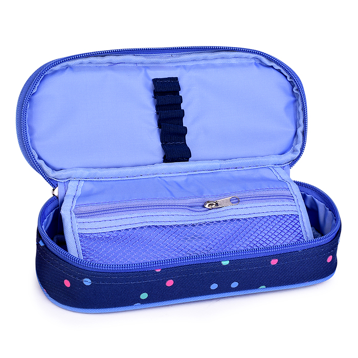 Пенал "Happy Pinguin" 21x8x5 см, овальный для 50 предметов, с внутренним органайзером-створ