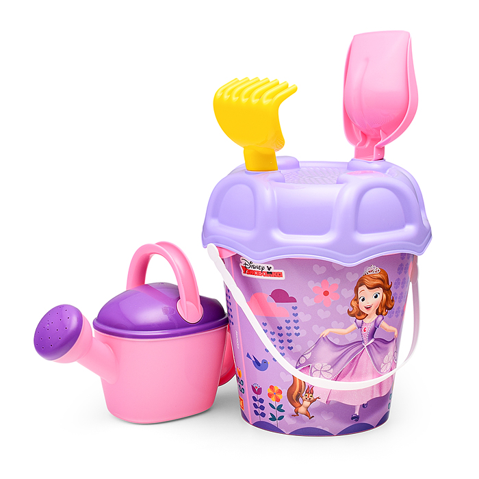 Набор Disney «София Прекрасная» №3: ведро большое с наклейкой, ситечко большое №3, лопата №6, грабли