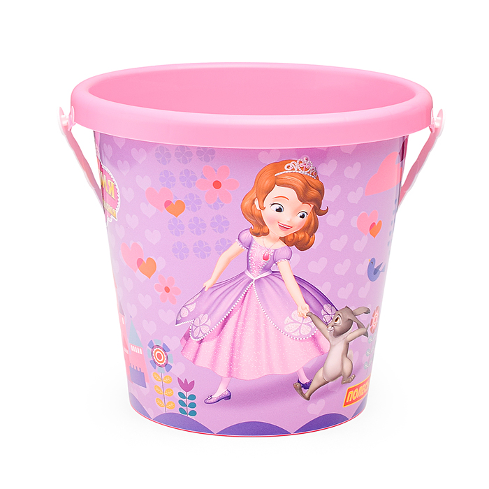 Набор Disney «София Прекрасная» №3: ведро большое с наклейкой, ситечко большое №3, лопата №6, грабли