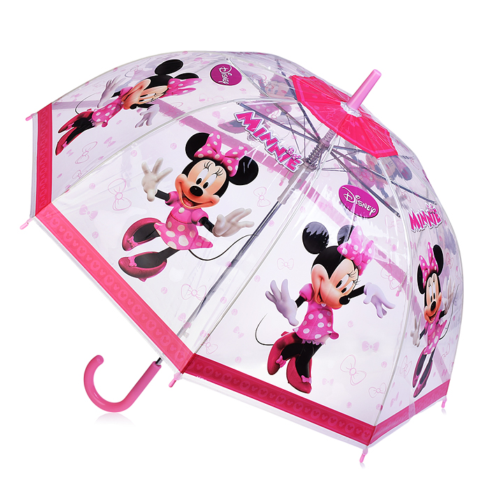 Зонт детский "Минни маус" 60см, прозрачный, полуавтомат