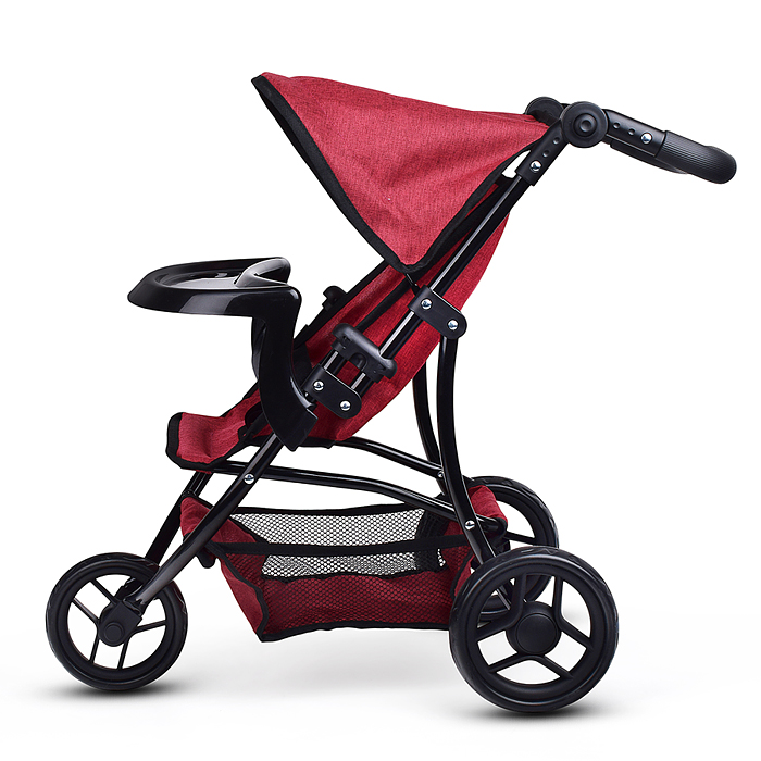 Фото к товару Коляска для кукол 9377B-T 3-колесная, металлическая, прогулочная, с тентом, с корзиной,цвет бордовый Коляска для кукол 9377B-T 3-колесная, металлическая, прогулочная, с тентом, с корзиной,цвет бордовый