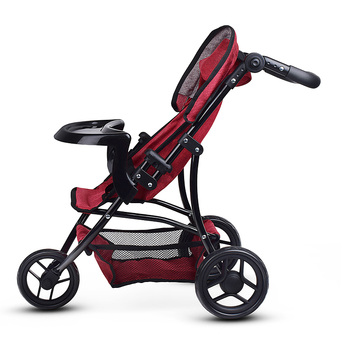 Фото к товару Коляска для кукол 9377B-T 3-колесная, металлическая, прогулочная, с тентом, с корзиной,цвет бордовый Коляска для кукол 9377B-T 3-колесная, металлическая, прогулочная, с тентом, с корзиной,цвет бордовый