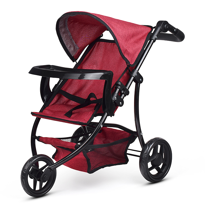 Фото к товару Коляска для кукол 9377B-T 3-колесная, металлическая, прогулочная, с тентом, с корзиной,цвет бордовый Коляска для кукол 9377B-T 3-колесная, металлическая, прогулочная, с тентом, с корзиной,цвет бордовый