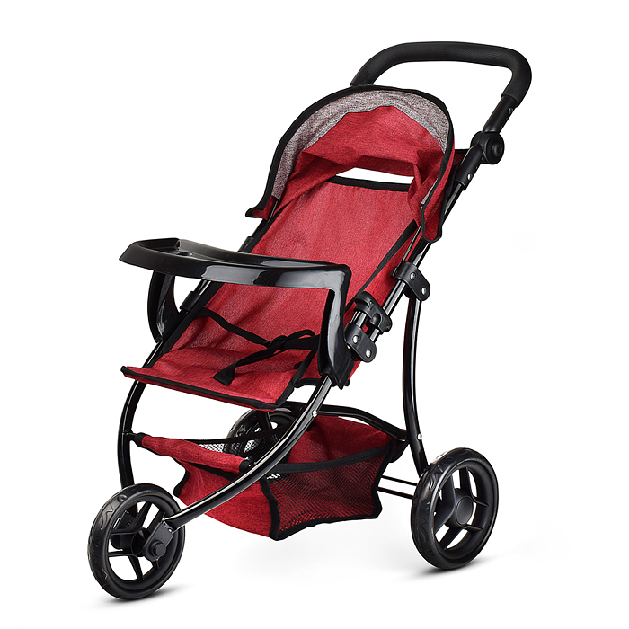 Фото к товару Коляска для кукол 9377B-T 3-колесная, металлическая, прогулочная, с тентом, с корзиной,цвет бордовый Коляска для кукол 9377B-T 3-колесная, металлическая, прогулочная, с тентом, с корзиной,цвет бордовый