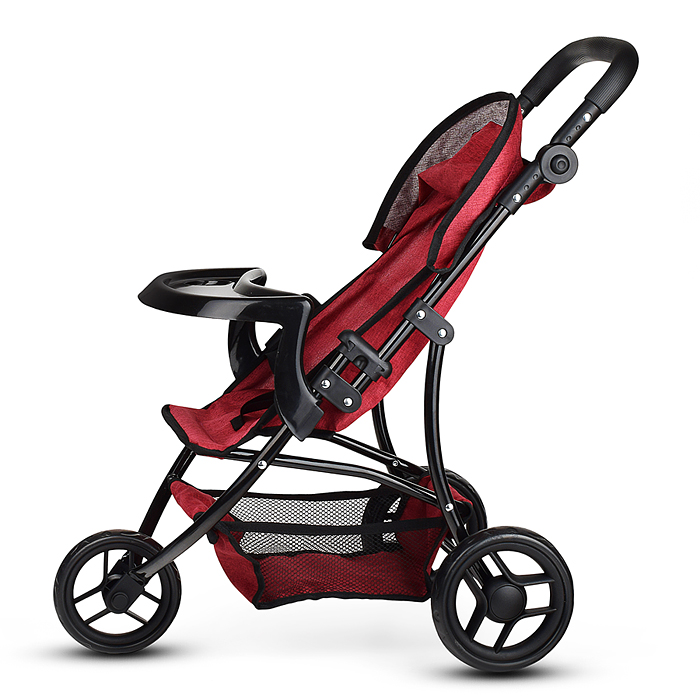 Фото к товару Коляска для кукол 9377B-T 3-колесная, металлическая, прогулочная, с тентом, с корзиной,цвет бордовый Коляска для кукол 9377B-T 3-колесная, металлическая, прогулочная, с тентом, с корзиной,цвет бордовый