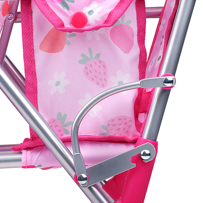 Коляска для кукол 9343B для двойни, металлическая, складная, цвет клубнички на розовом