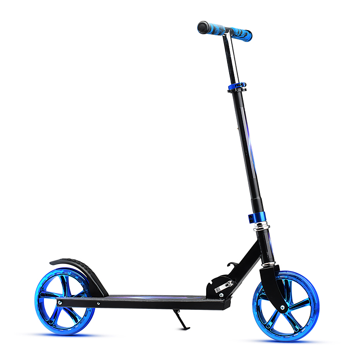 Самокат U012004Y 2-х кол., синий, d 200 мм., PU, в коробке