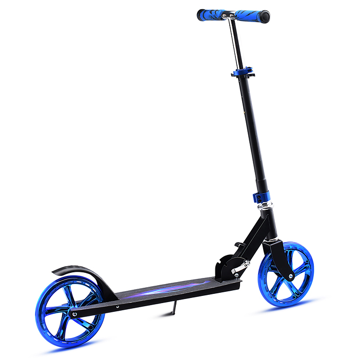 Самокат U012004Y 2-х кол., синий, d 200 мм., PU, в коробке