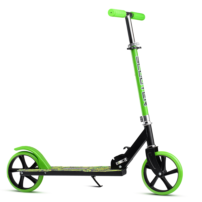 Самокат U012005Y 2-х кол., зеленый, d 200 мм., PU, в коробке