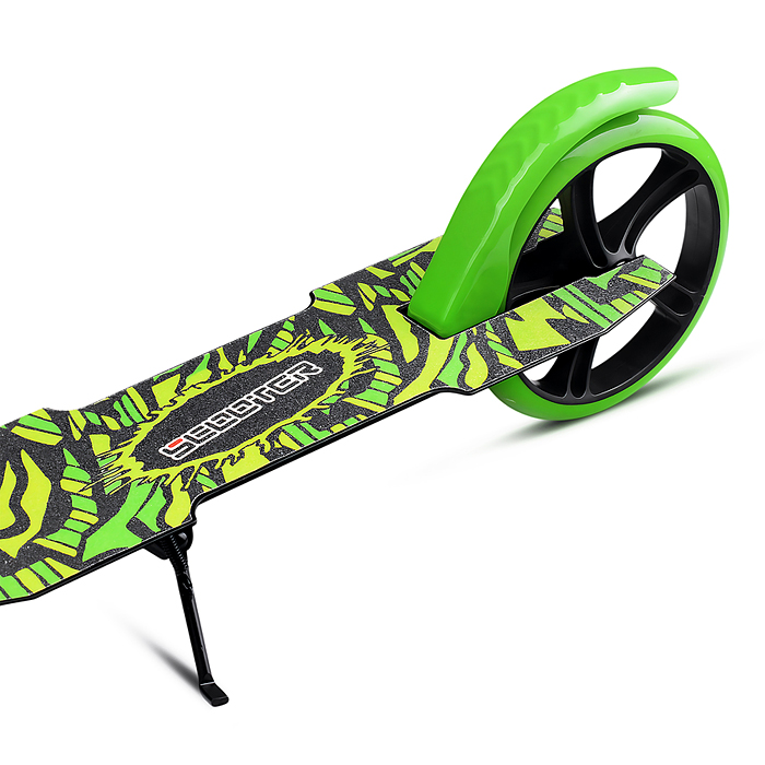 Самокат U012005Y 2-х кол., зеленый, d 200 мм., PU, в коробке