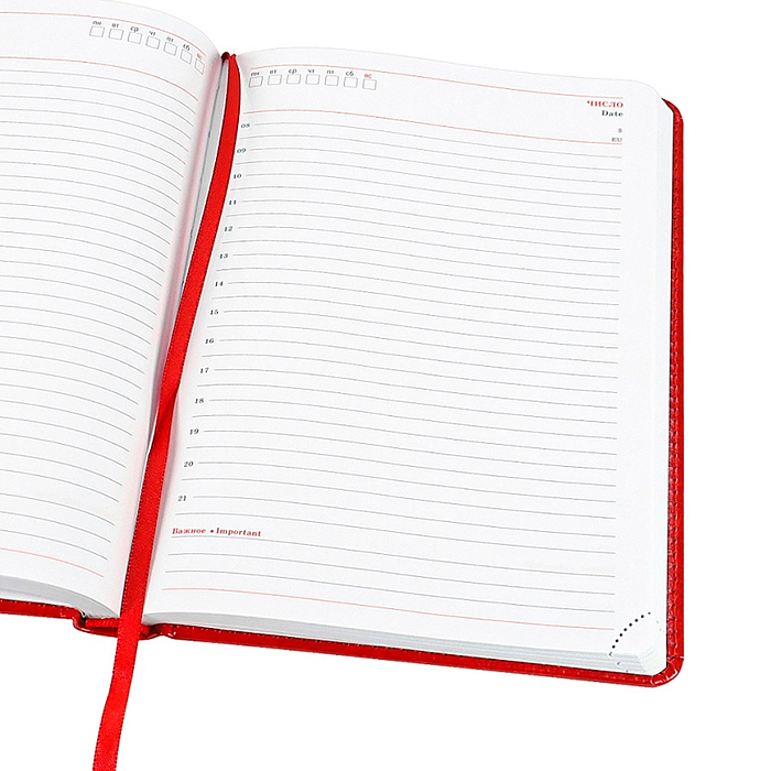 Ежедневник А5, 160л. недатир. "TOUCH SKIN - CHERRY RED" красный