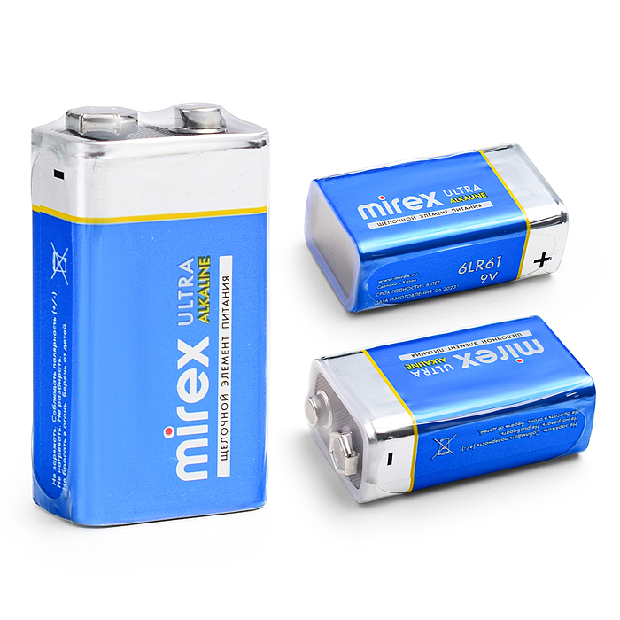 Батарея щелочная Mirex 6LR61/ Крона 9V 1 шт Батарея щелочная Mirex 6LR61/ Крона 9V 1 шт