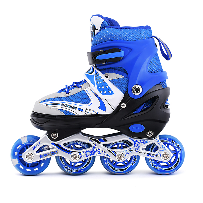 Фото к товару Ролики детские U011006Y (размер M) с защитой для катания, синий, в коробке Ролики детские U011006Y (размер M) с защитой для катания, синий, в коробке