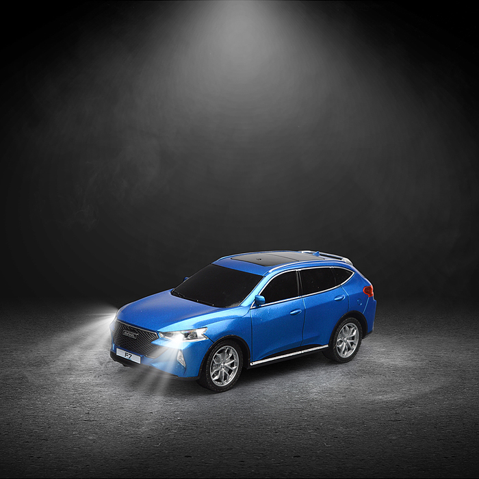 Машина Haval f7, р/у свет, 19 см, (синий) коробка