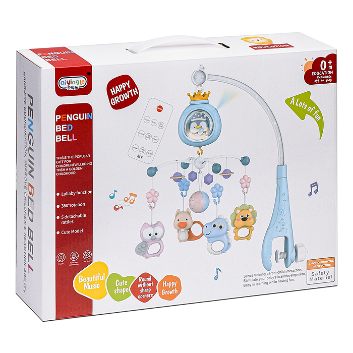 Мобиль на кроватку 368-6G "Радость малыша" на батарейках, в коробке