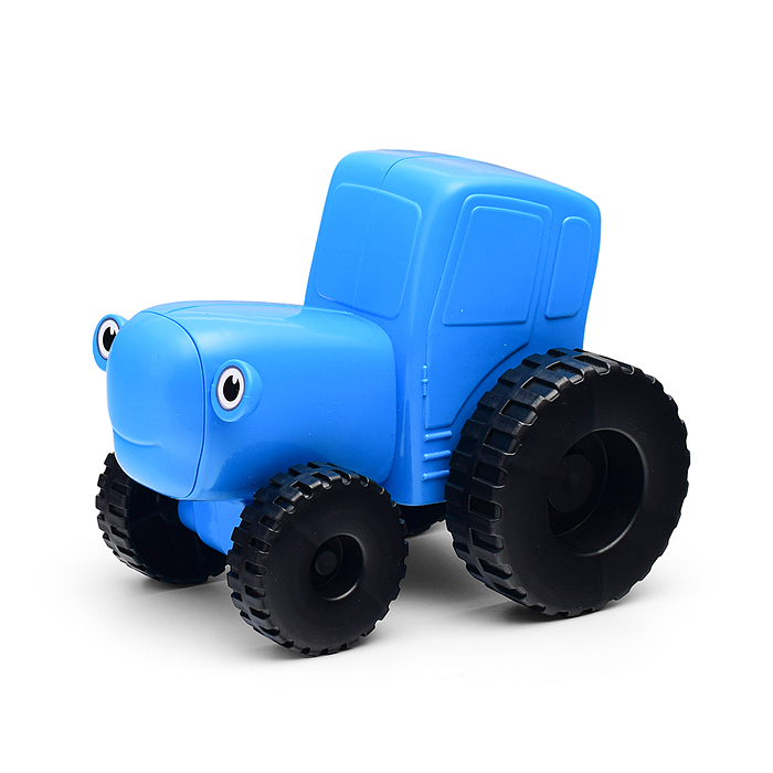 Каталка с ручкой "Синий трактор" 20 см, свободный ход, синий