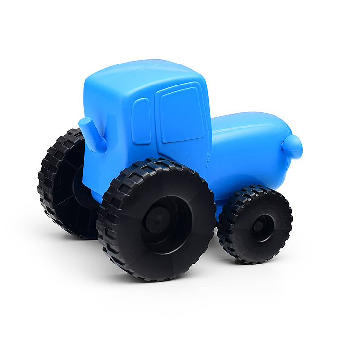 Каталка с ручкой "Синий трактор" 20 см, свободный ход, синий