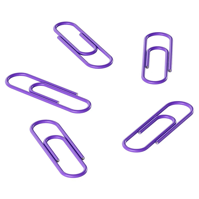 Скрепки L28 мм 100 шт., пластик. коробка, фиолетовые 