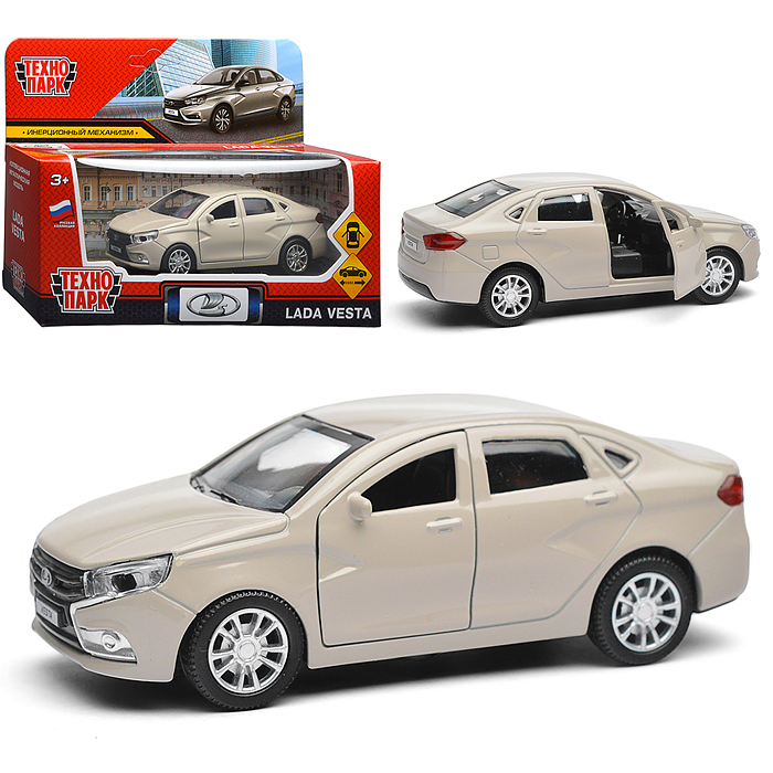 Машина металл LADA vesta 11,5 см, двери, бежевый Машина металл LADA vesta 11,5 см, двери, бежевый