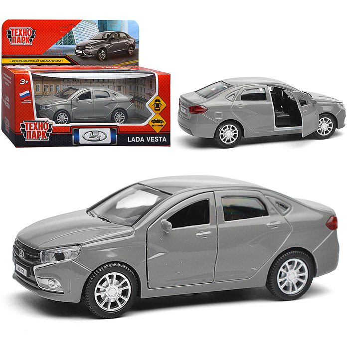 Машина металл LADA vesta 11,5 см, двери, темно-серый Машина металл LADA vesta 11,5 см, двери, темно-серый