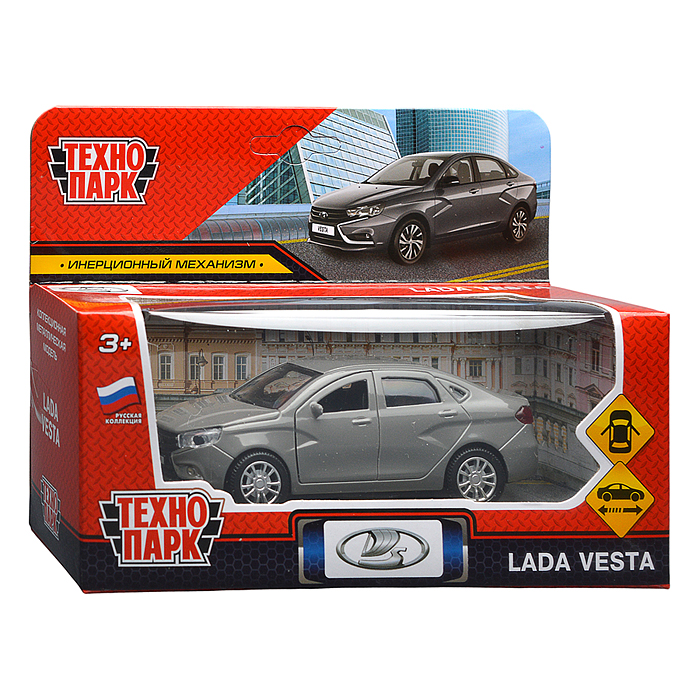 Машина металл LADA vesta 11,5 см, двери, темно-серый