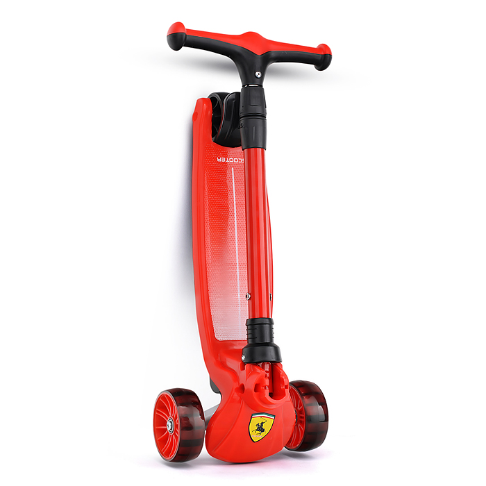Самокат U027765Y 3-х. кол., с сиденьем, родительской ручкой, колеса PU, красный,в коробке