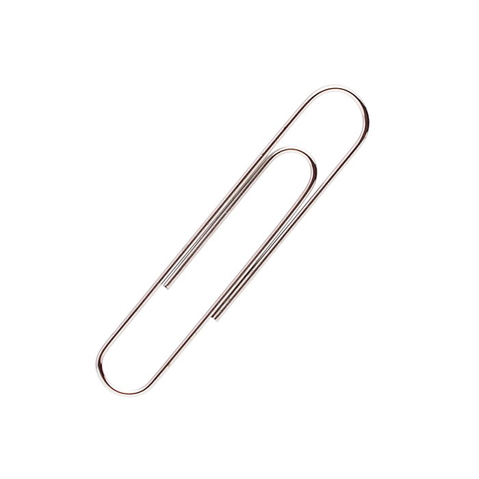 Скрепки металлические овальные никелированные 50 мм, 50 шт в картонной коробке