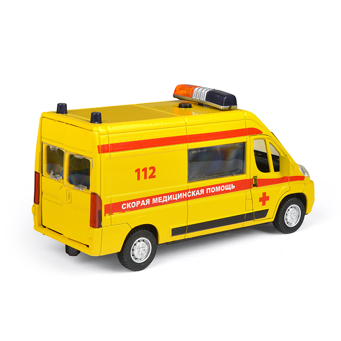 Машина металл Citroen Jumper Реанимация 14 см, (двер, баг, желтая) инерц., в коробке