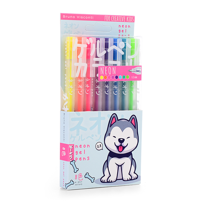 Набор гелевых ручек "Neon.Kawaii animals" 0.8 мм, 8 цветов