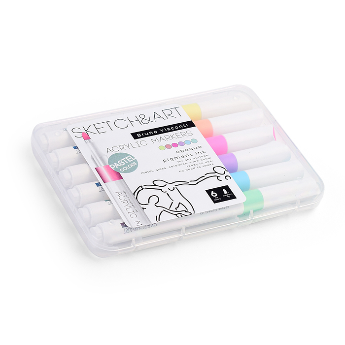 Набор маркеров акриловых "Sketch&Art" Пастельные цвета, 6цв.