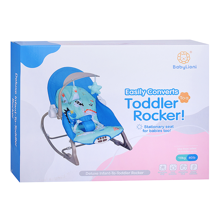 Шезлонг детский 615-2C "Динозаврики" музыка, вибрация, в коробке